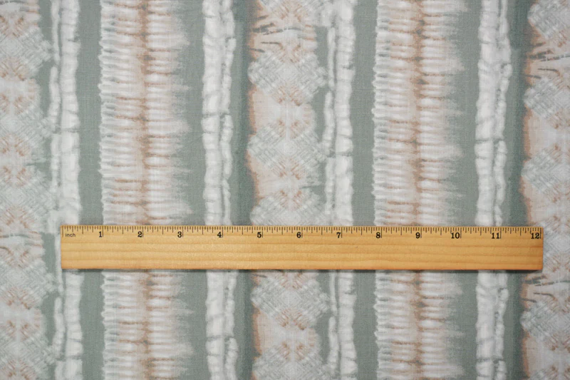 Gray-Beige-White Rayon Tie Dye Printed Cross Hatch Challis Woven Fabric - Image 4