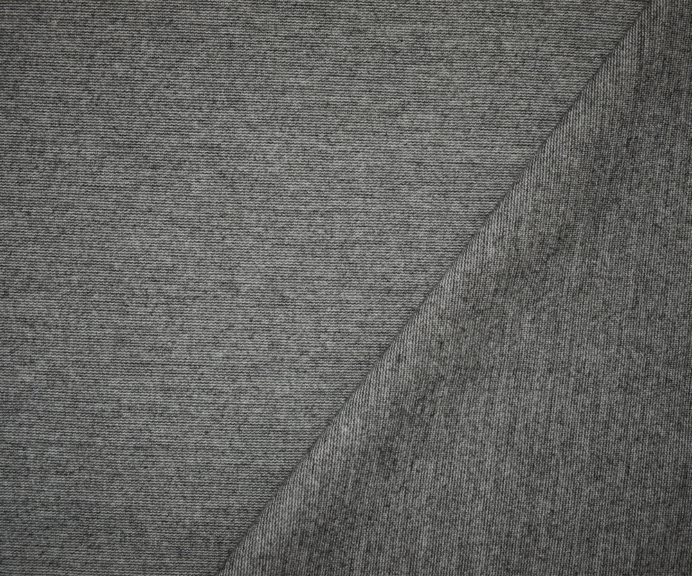 Gray-Black Poly-Cotton Stretch Spandex Textured Double Knit Fabric - Image 2