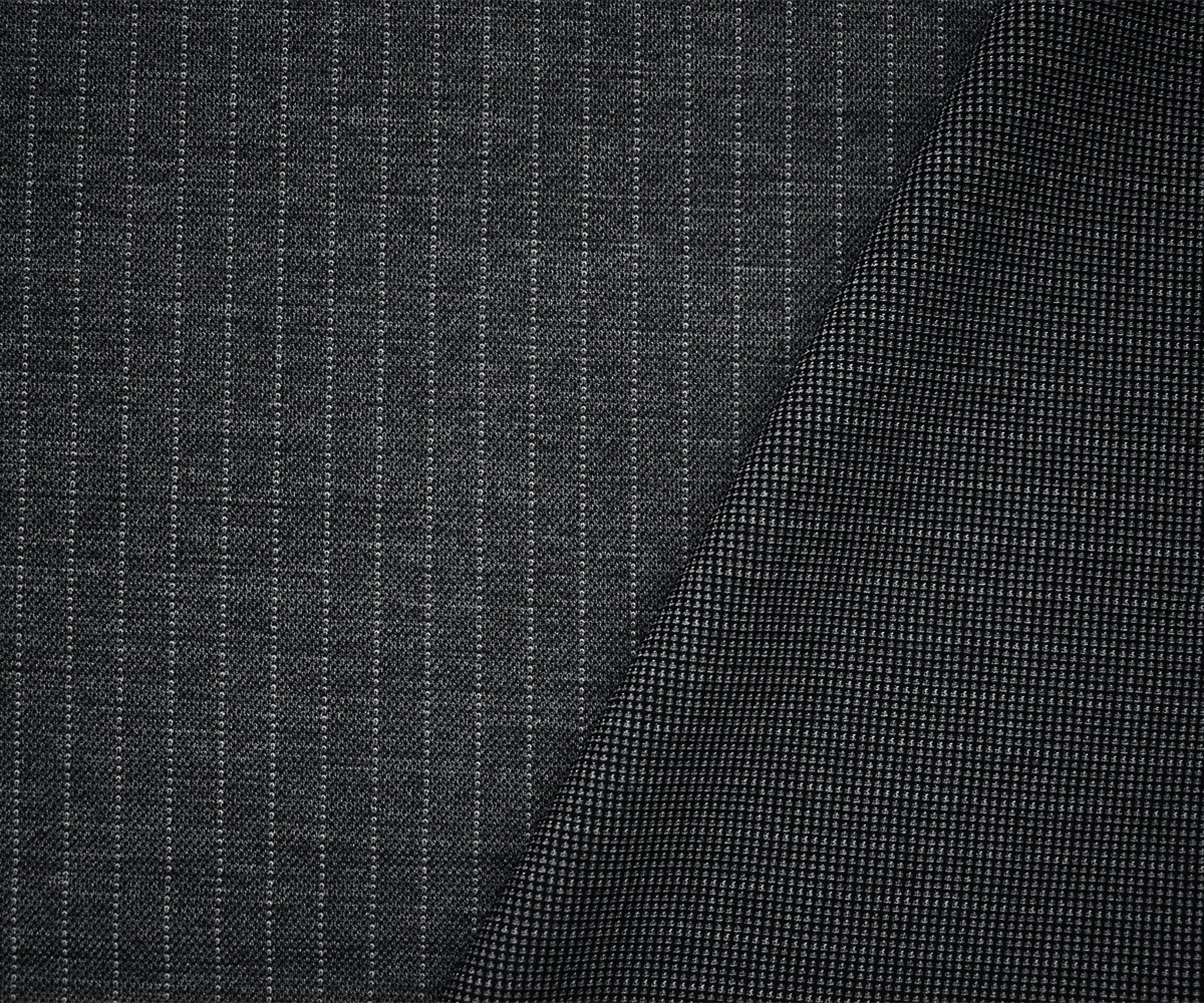 Gray-Black Poly-Wool Stripe Texture Stretch Knit Jacketing Fabric - Image 2