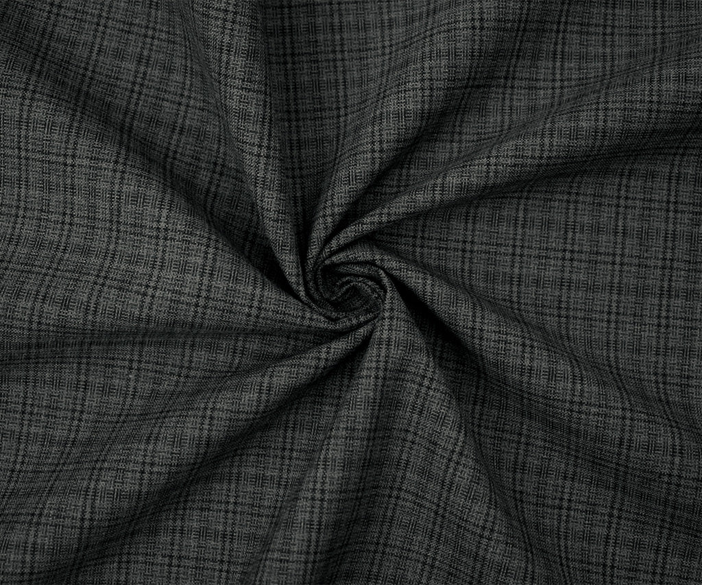 Gray-Black Polyester-Wool Plaid Shirting Woven Fabric - Image 3