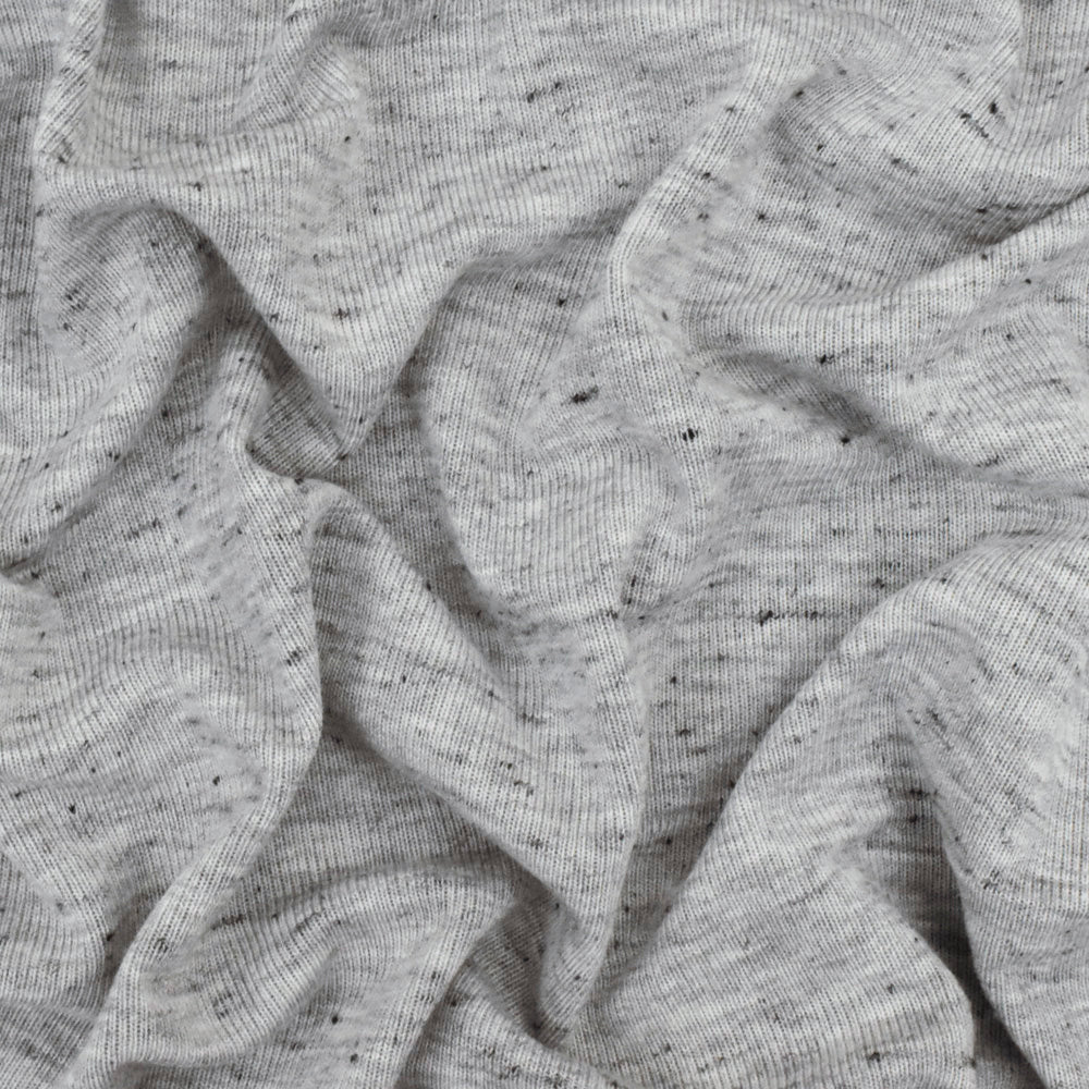 Gray-Black Spots Texture Slubbed Jersey Knit Fabric - Image 3