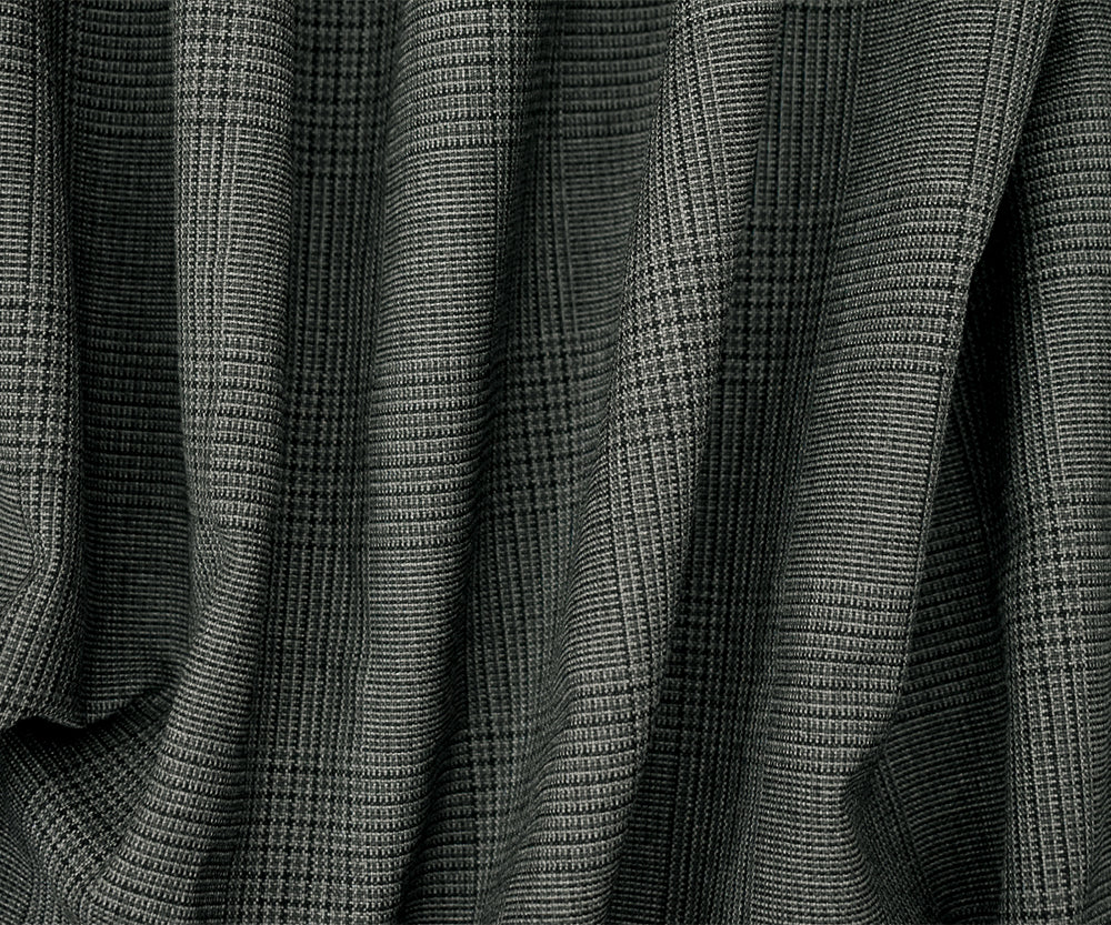 Gray-Black Wool Polyester Glen Plaid Woven Suiting Fabric - Image 2
