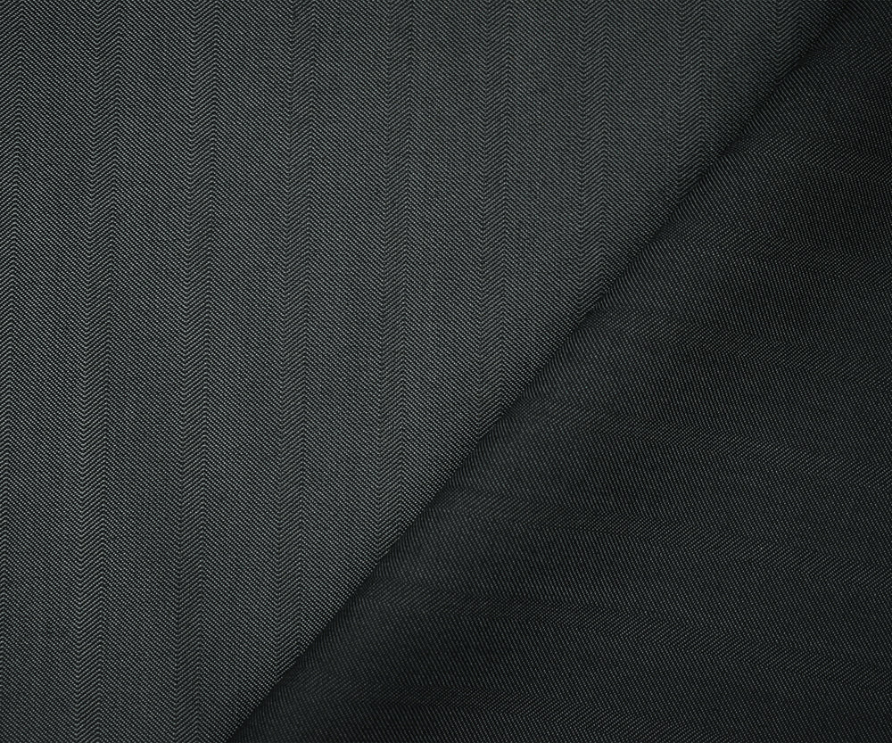 Gray-Black Wool-Polyester Irregular Herringbone Shirting Fabric - Image 2