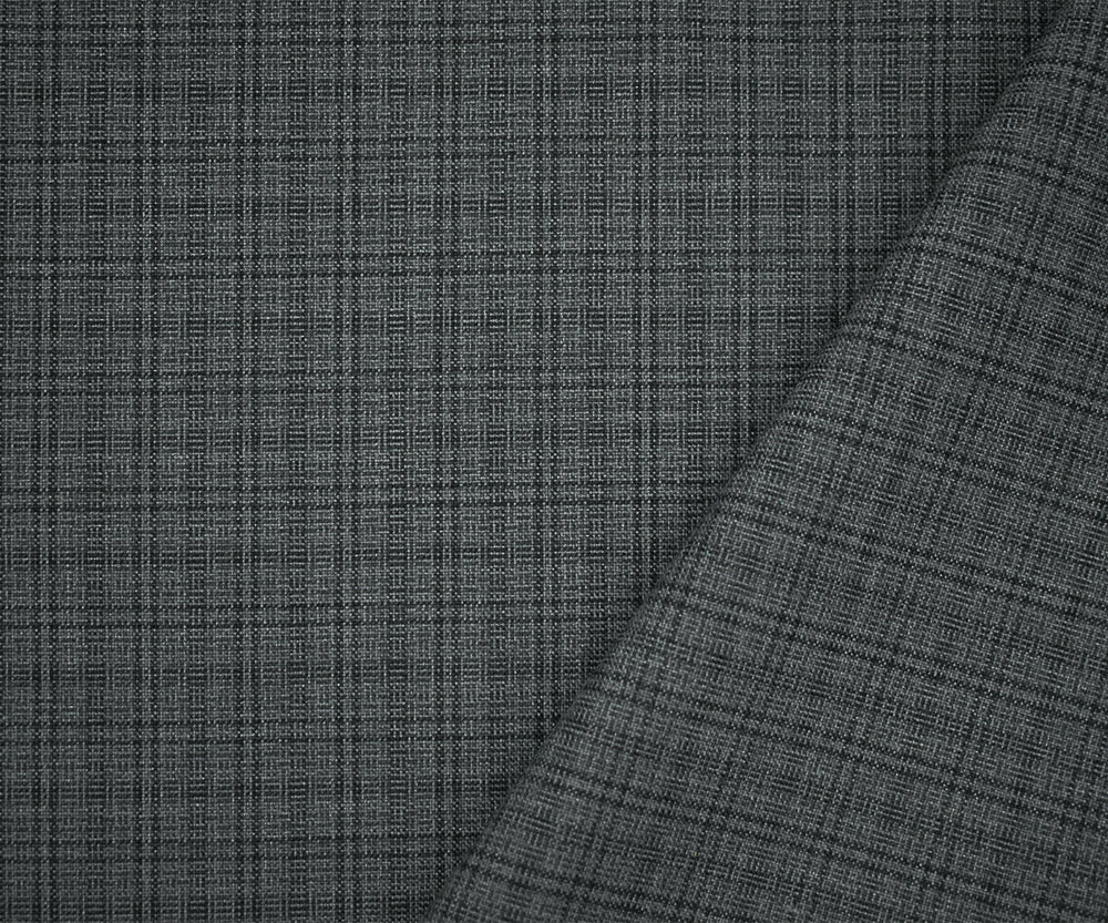 Gray-Black Wool-Polyester Plaid Woven Shirting Fabric - Image 2