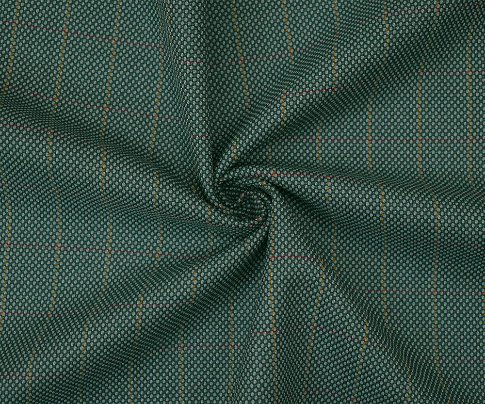 Gray-Burgundy-Multi Wool Polyester Check Dobby Woven Suiting Fabric - Image 3