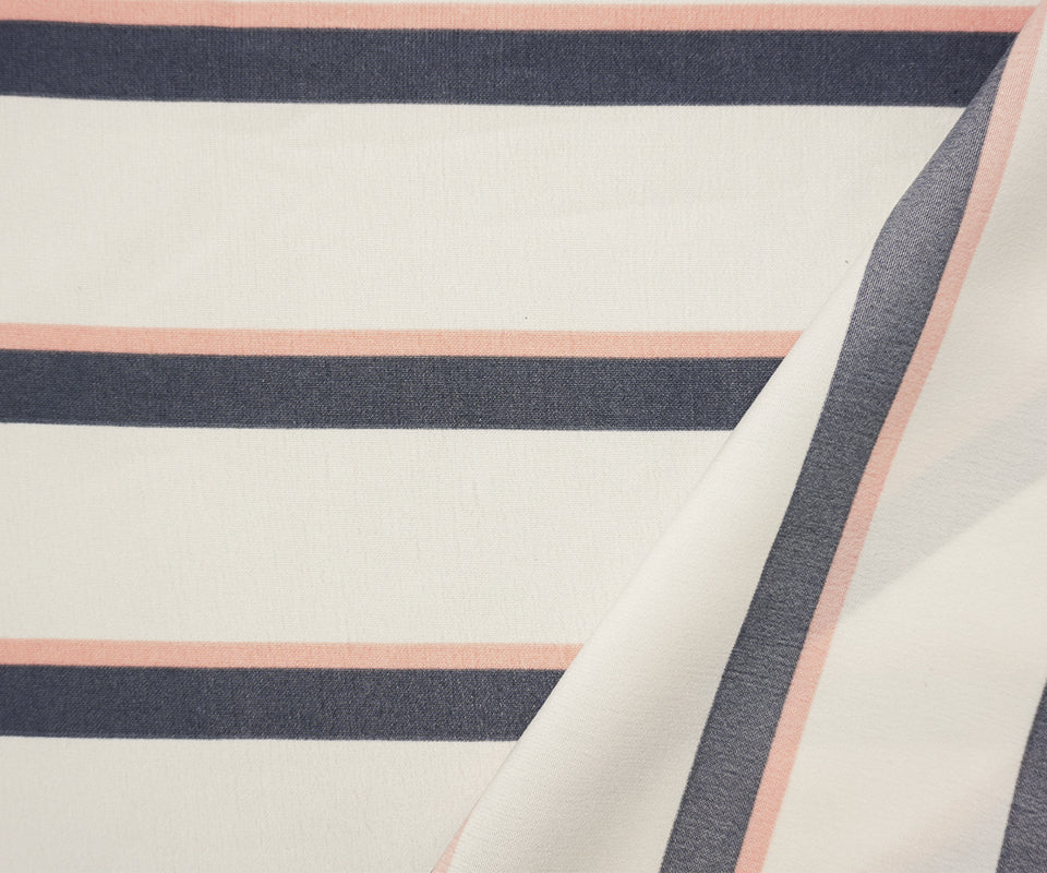 Gray-Coral-Ivory Famous Maker Poly Challis Woven Fabric - Image 2