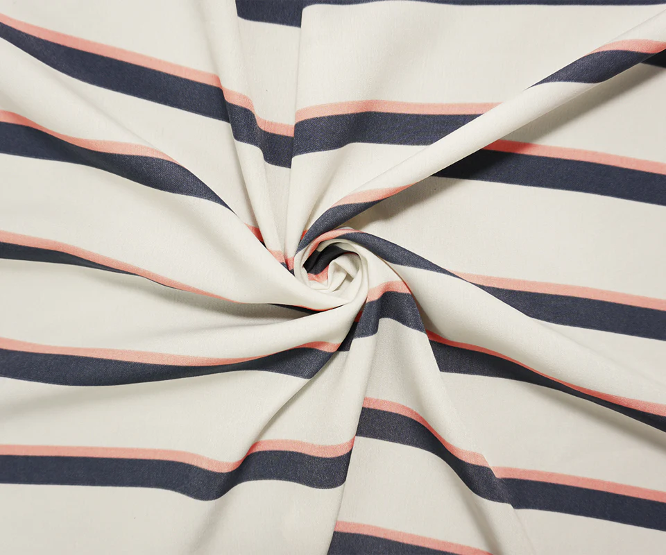 Gray-Coral-Ivory Famous Maker Poly Challis Woven Fabric - Image 3