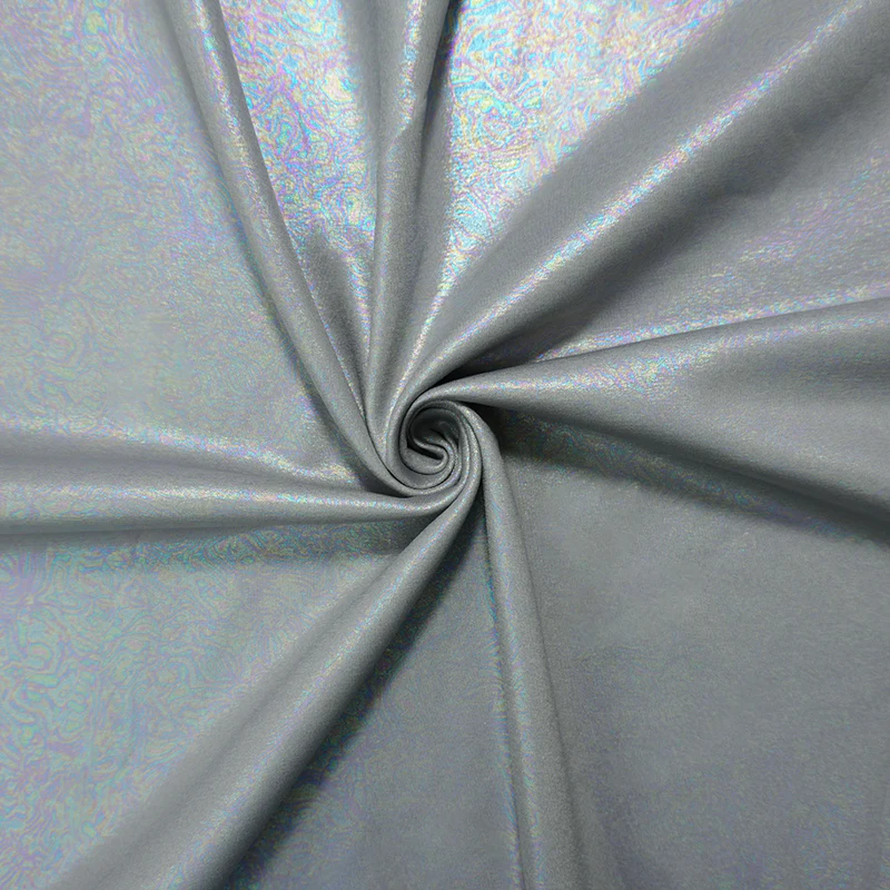 Gray Famous Maker Nylon Spandex Iridescent Moire Double Knit Fabric