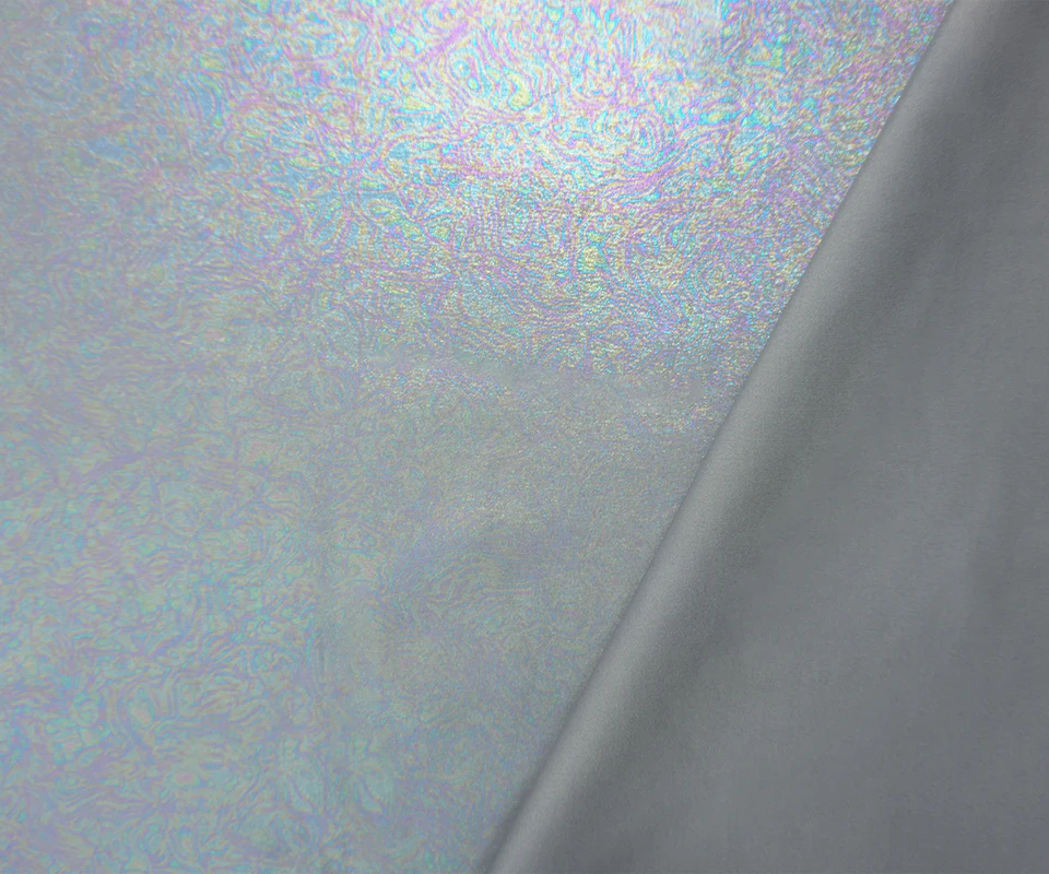 Gray Famous Maker Nylon Spandex Iridescent Moire Double Knit Fabric - Image 2