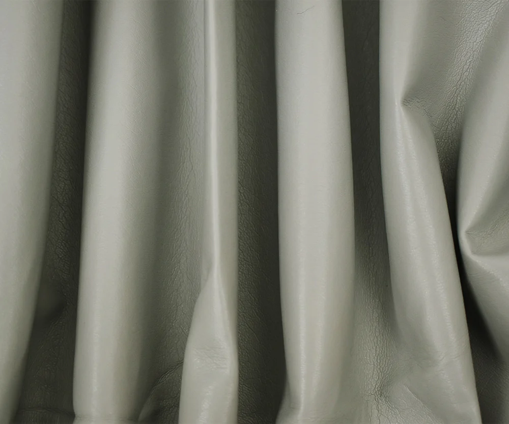 Gray Famous Maker Solid Recycled Leather and Polyurethane Blend Fabric - Image 2