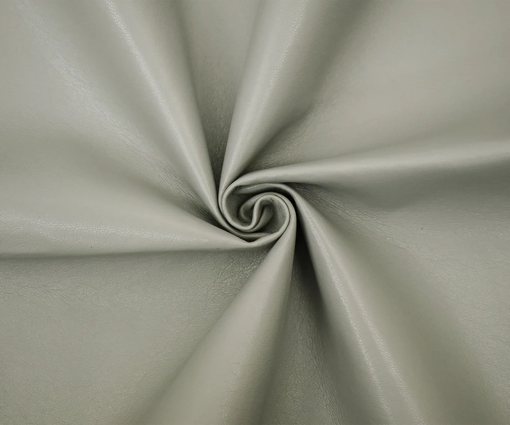 Gray Famous Maker Solid Recycled Leather and Polyurethane Blend Fabric - Image 3