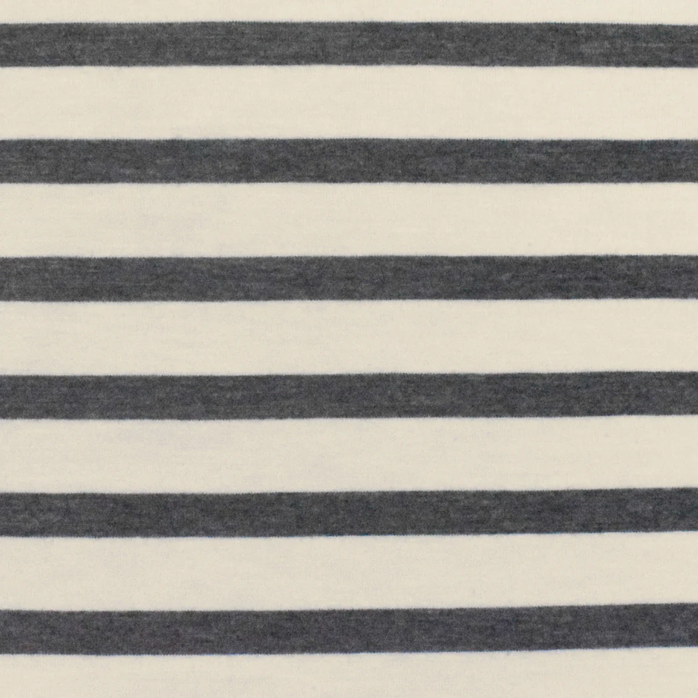 Gray-Ivory Stripe Stretch Spandex Rayon Modal Jersey Knit Fabric - Image 4