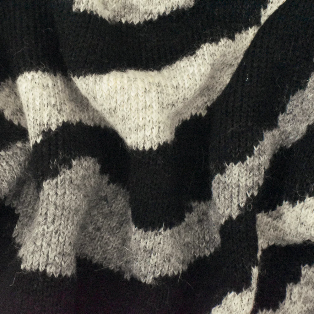 Gray-Multi Famous Designer Acrylic Blend Zebra Boucle Knit Fabric - Image 2