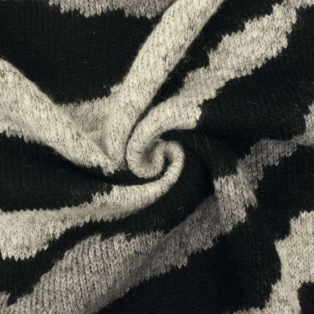 Gray-Multi Famous Designer Acrylic Blend Zebra Boucle Knit Fabric - Image 3