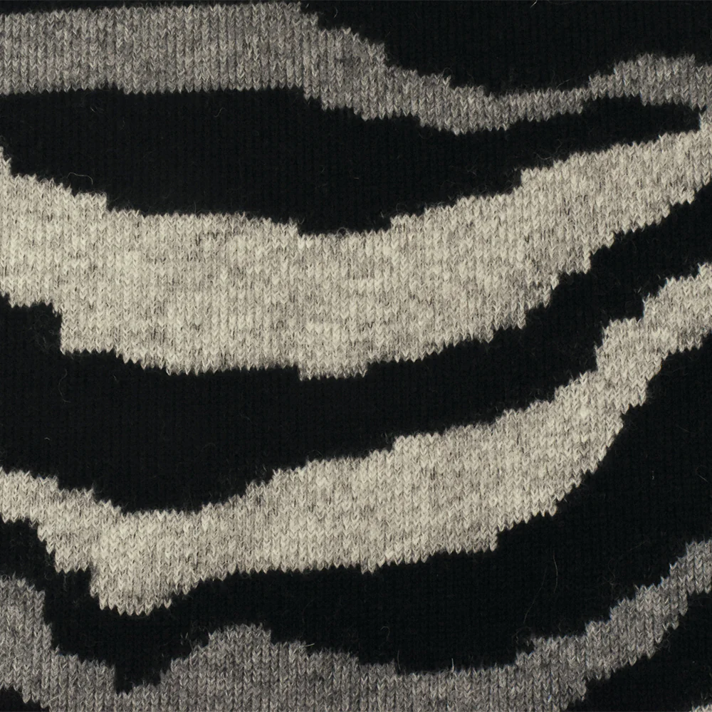 Gray-Multi Famous Designer Acrylic Blend Zebra Boucle Knit Fabric - Image 4