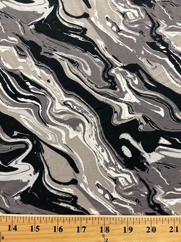 Gray Multi Marbled Print Double Brushed Jersey Knit Fabric - Image 2