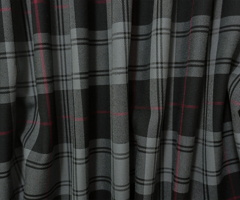 Gray-Multi Poly Wool Plaid Twill Japanese Woven Suiting Fabric - Image 3