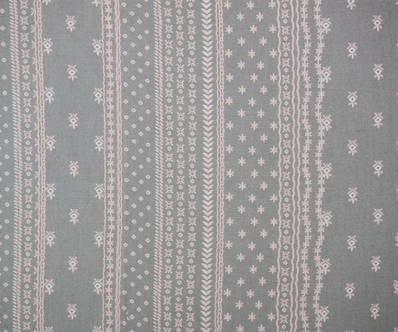 Gray-Pink-White Rayon Nordic Stripe Printed Challis Woven Fabric - Image 3
