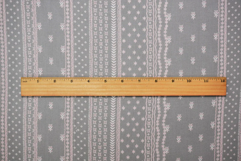 Gray-Pink-White Rayon Nordic Stripe Printed Challis Woven Fabric - Image 4