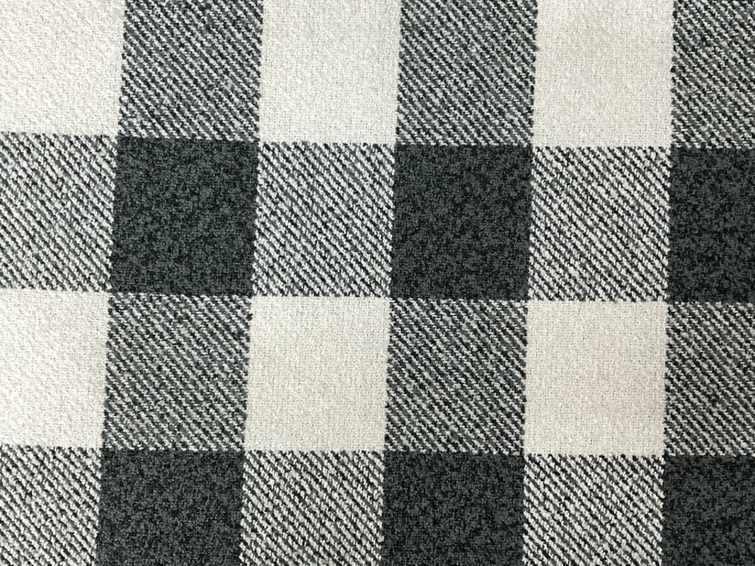 Gray Poly Check Twill Woven Fabric - Image 3