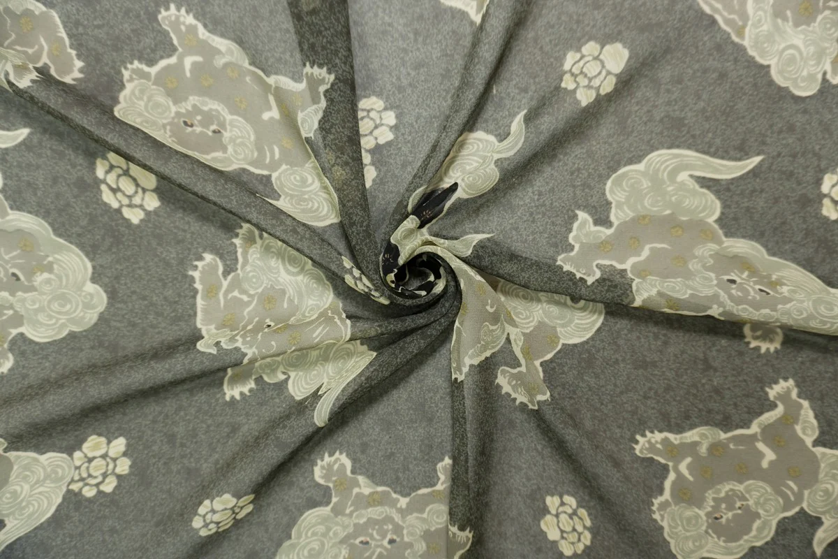 Gray Silk Printed Chiffon Woven Fabric - Image 5