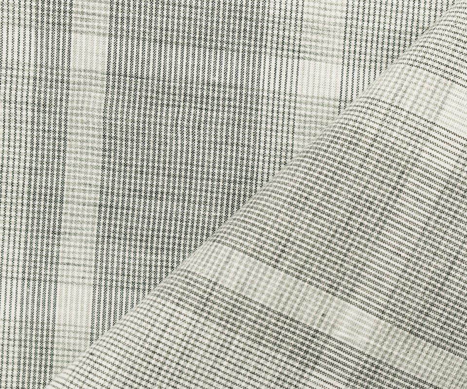 Gray-White Cotton Famous Maker Plaid Woven Shirting Fabric - Image 2