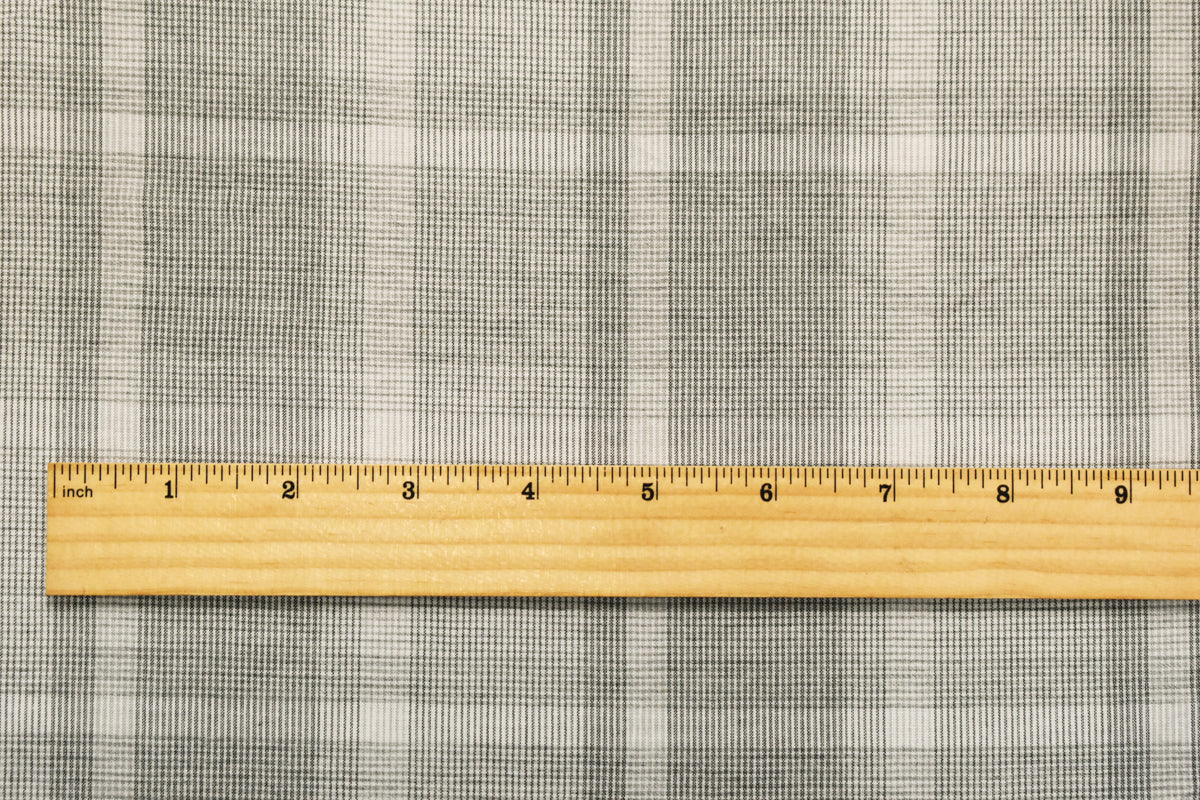 Gray-White Cotton Famous Maker Plaid Woven Shirting Fabric - Image 4