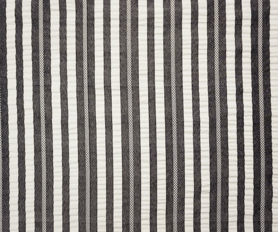 Gray-White Famous Maker Poly Stripe Crinkled Dobby Woven Fabric - Image 4