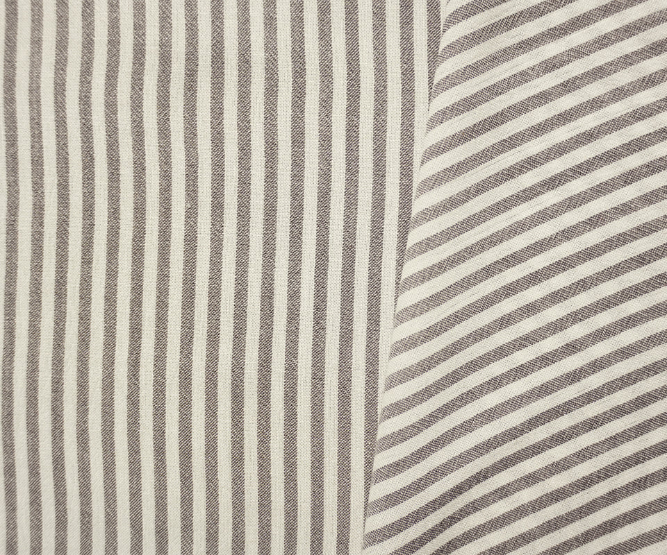 Gray-White Famous Maker Rayon Stripe Crepon Woven Fabric - Image 2
