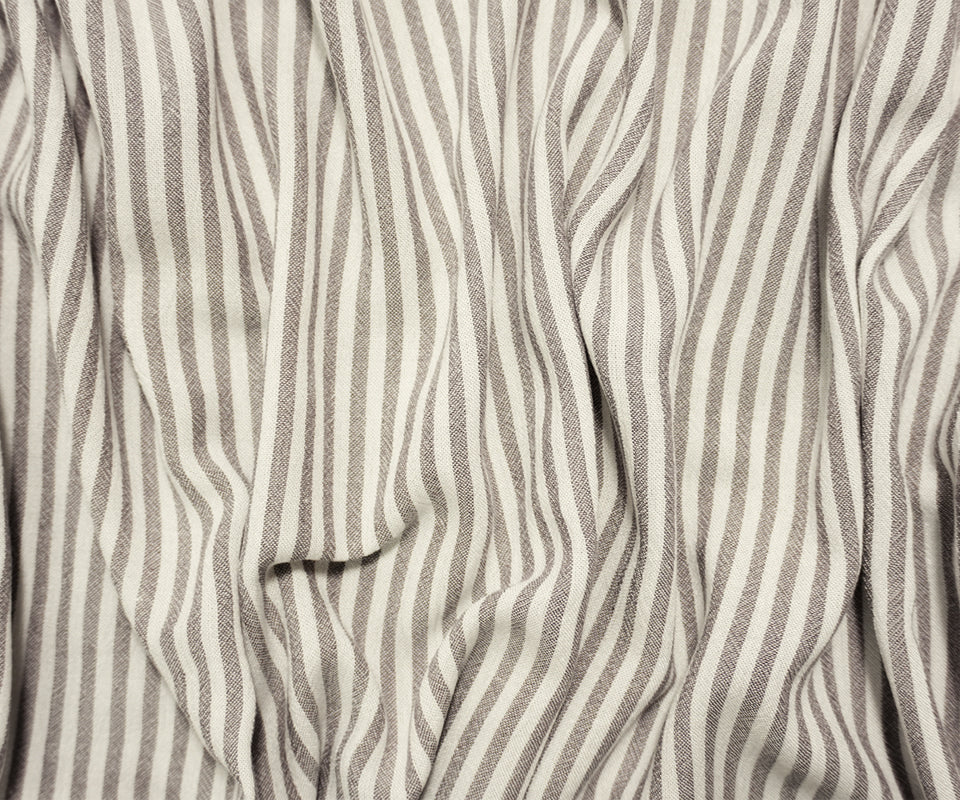 Gray-White Famous Maker Rayon Stripe Crepon Woven Fabric - Image 3