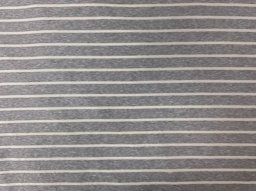 Gray-White Poly Rayon Stretch Stripe Rib Knit Fabric - Image 2