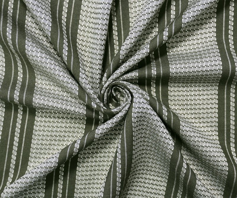 Gray-White Rayon Cotton Stripe Dobby Woven Fabric - Image 2