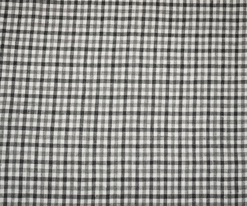 Gray-White Spence Bryson Washed Gingham Plaid Irish Linen Woven Fabric - Image 4