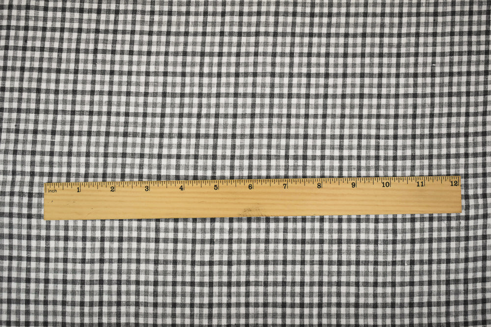 Gray-White Spence Bryson Washed Gingham Plaid Irish Linen Woven Fabric - Image 5