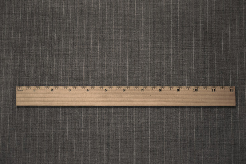 Gray-White Wool Poly Stripe Woven Shirting Fabric - Image 5
