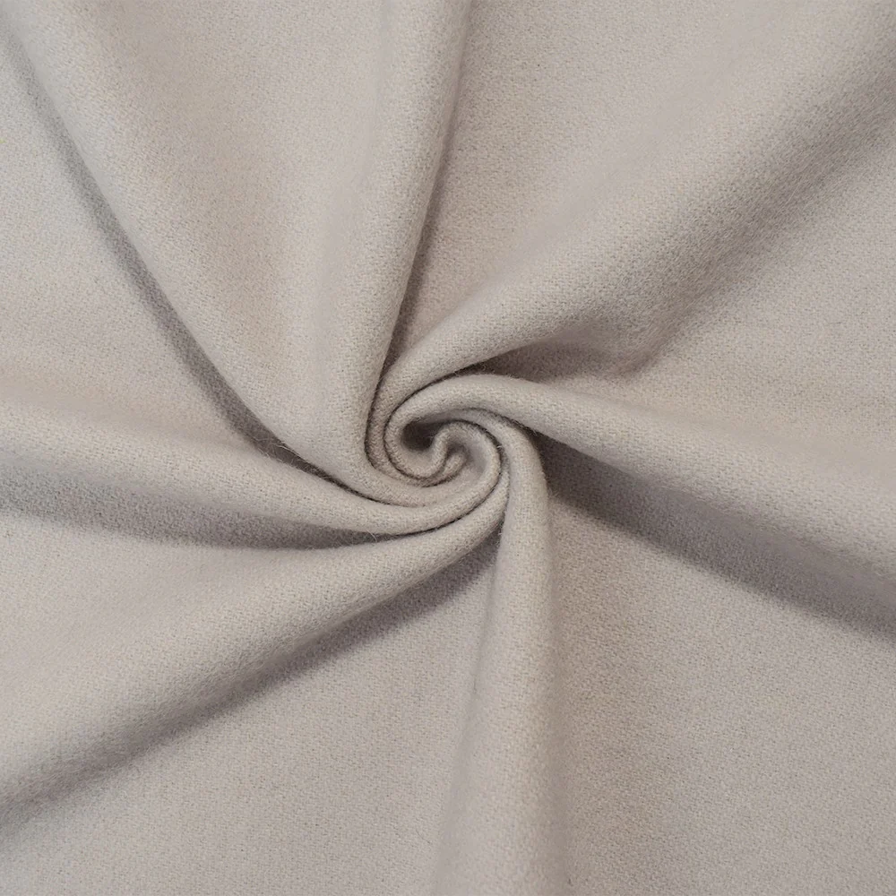 Gray Wool Poly Japanese Solid Double Brushed Twill Woven Jacketing Fabric