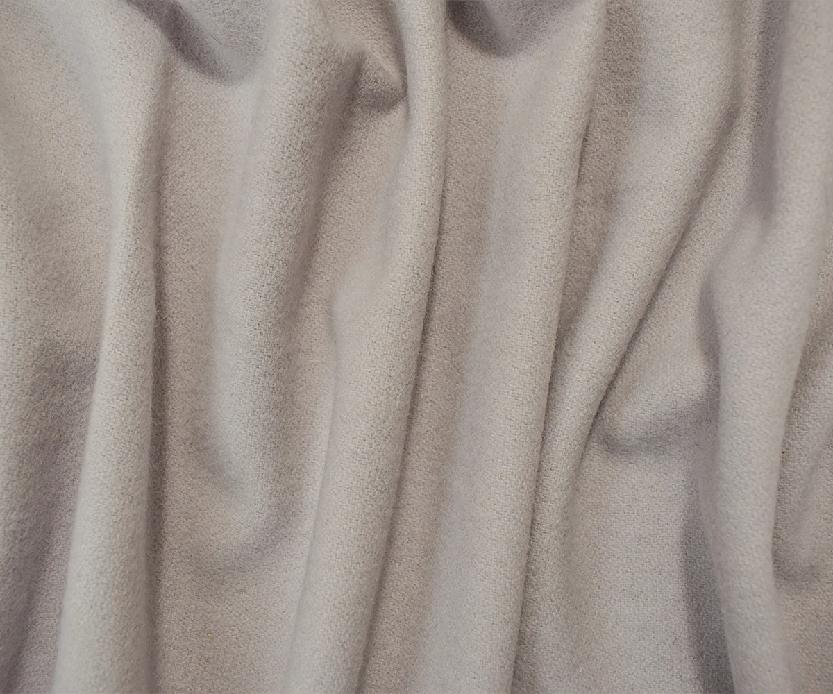 Gray Wool Poly Japanese Solid Double Brushed Twill Woven Jacketing Fabric - Image 3