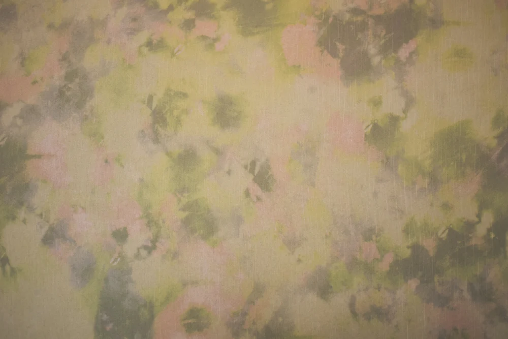 Green-Beige Poly Tie Dye Printed Crinkle Yoryu Chiffon Woven Fabric - Image 3