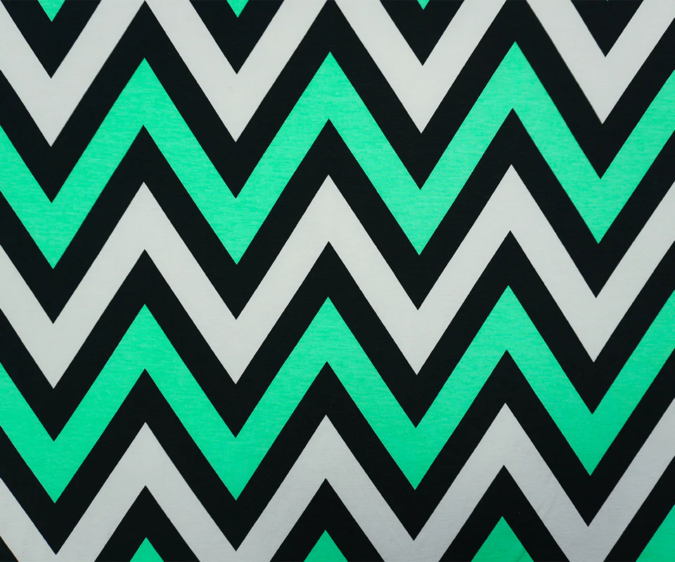 Green-BlacK Poly Chevron Printed ITY Jersey Knit Fabric - Image 3
