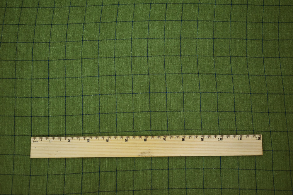 Green-Blue Spence Bryson Washed Grid Check Irish Linen Woven Fabric - Image 5