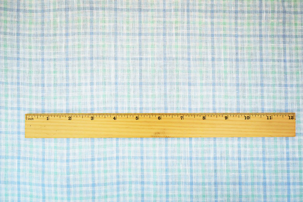 Green-Blue-White Spence Bryson Gingham Check Linen Woven Fabric - Image 5