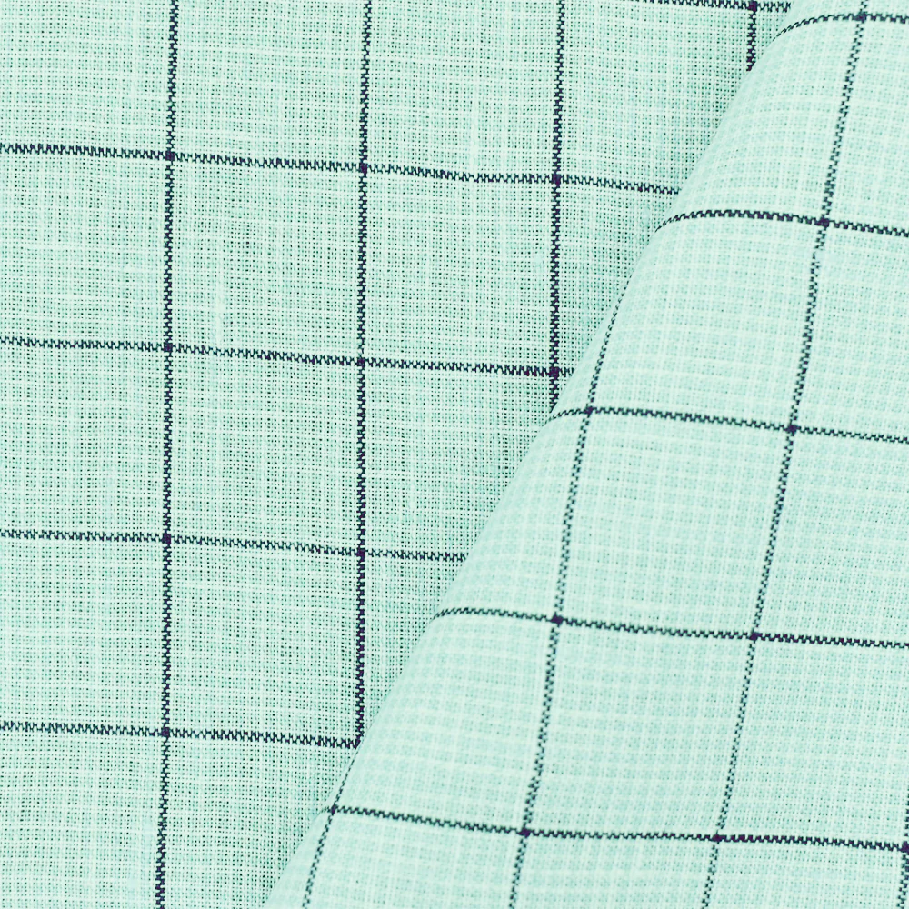 Green-Gray-White Spence Bryson Check Grid Irish Linen Woven Fabric - Image 2