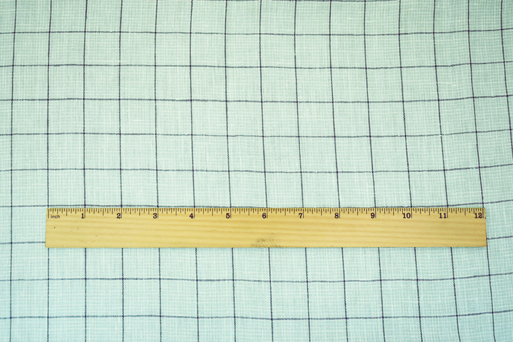 Green-Gray-White Spence Bryson Check Grid Irish Linen Woven Fabric - Image 5