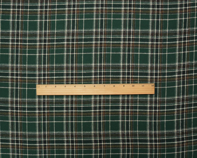 Green-Ivory-Multi Cotton Yarn Dyed Plaid Flannel Woven Fabric - Image 4