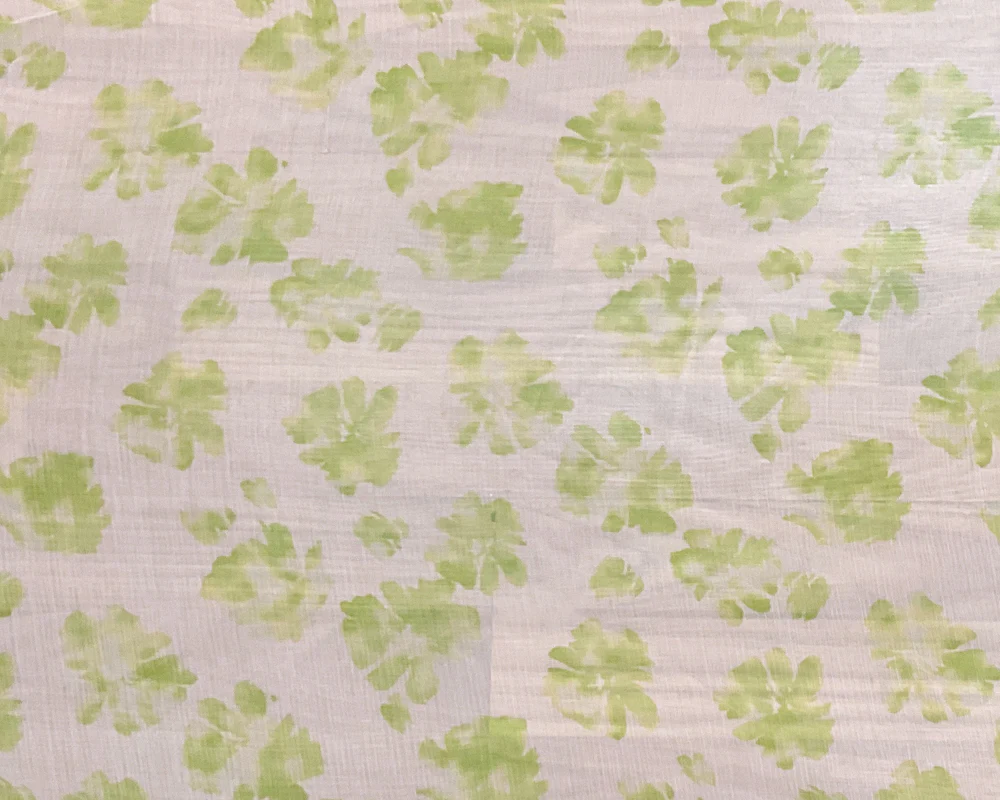 Green-Ivory Poly Floral Printed Crinkle Yoryu Chiffon Woven Fabric - Image 3