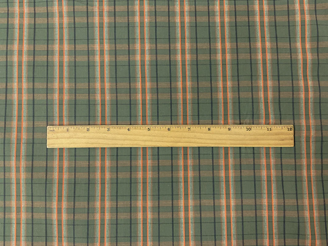 Green-Multi Cotton Spandex Plaid Madras Woven Fabric - Image 4