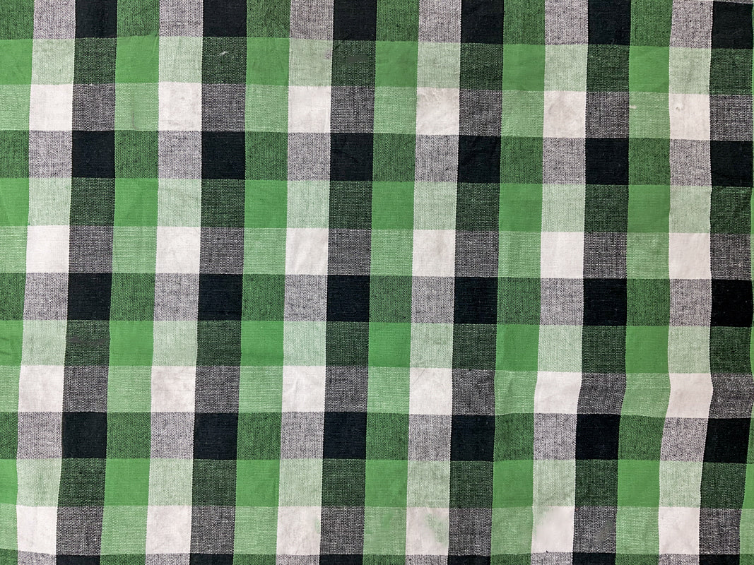 Green-Multi Cotton Spandex Stretch Check Gingham Woven Fabric - Image 3