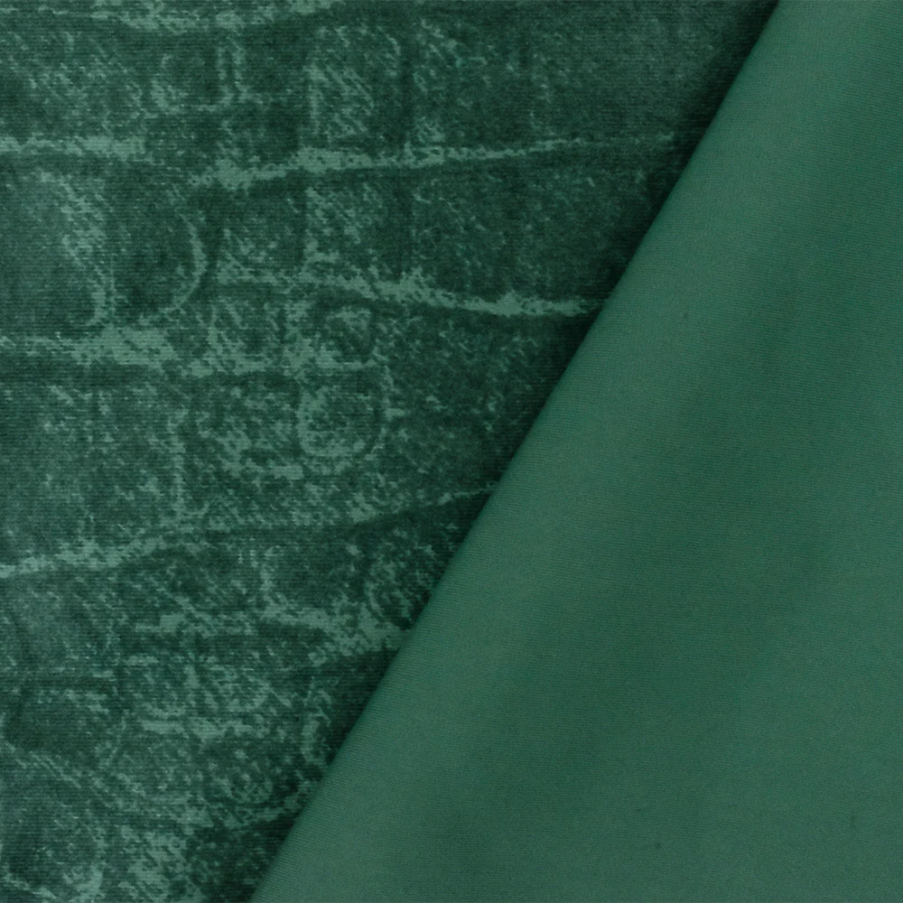 Green-Multi Famous Maker Reptile Printed Satin Tricot Knit Fabric - Image 2