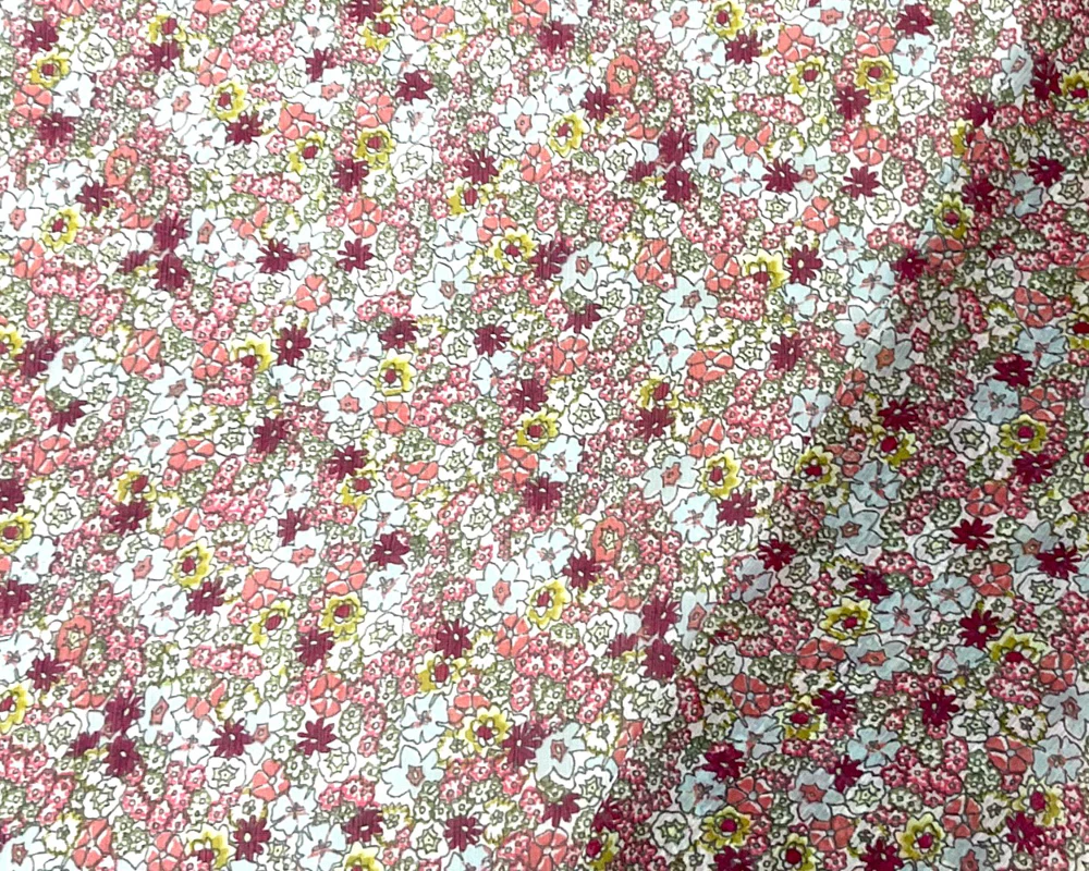 Green-Multi Poly Floral Printed Crinkle Yoryu Chiffon Woven Fabric - Image 2