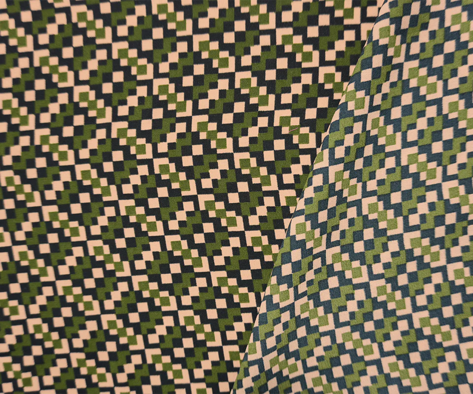 Green-Multi Poly Geometry Pixel Printed Georgette Woven Fabric - Image 2